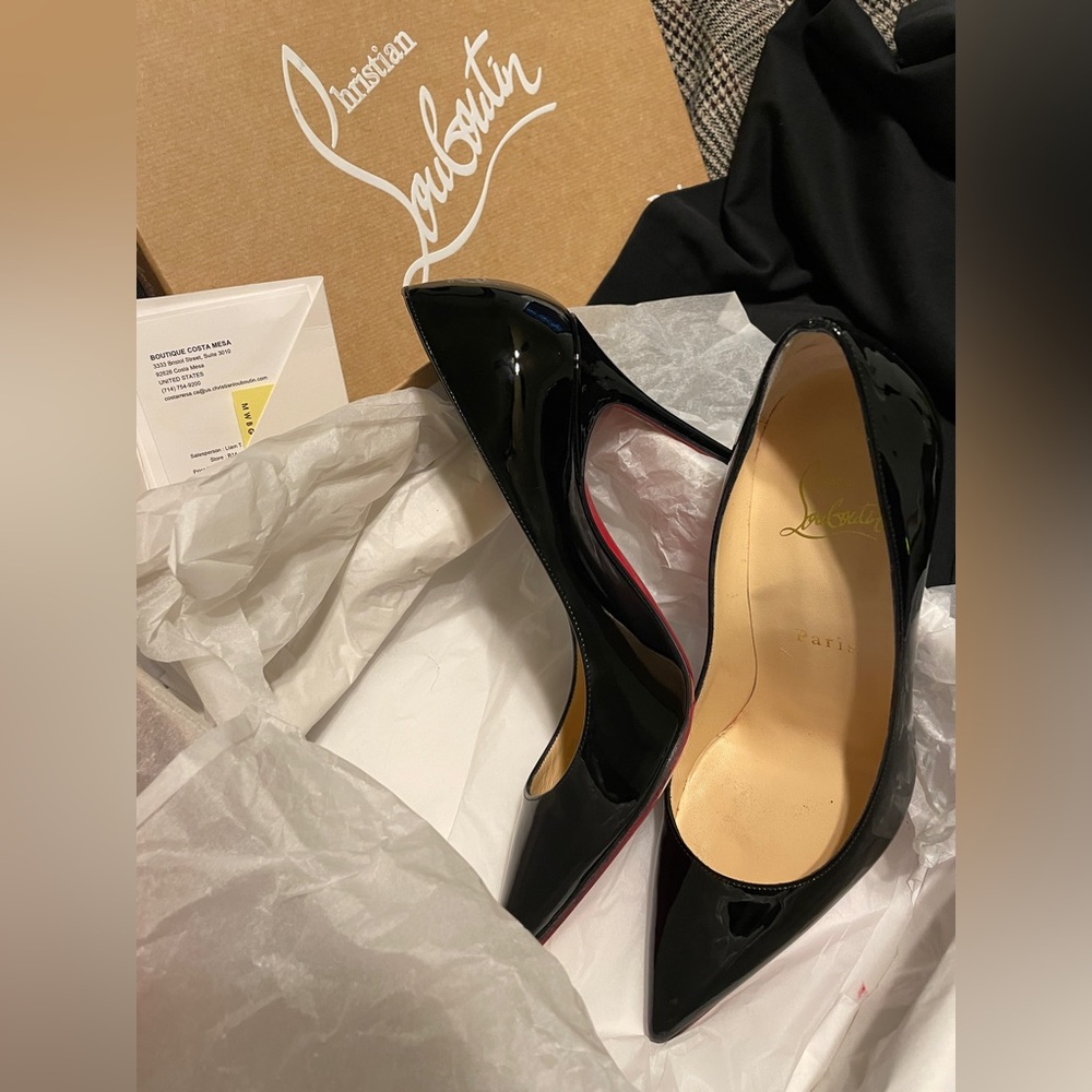 Christian Louboutin Black Patent Leather Pointed Toe Pumps
